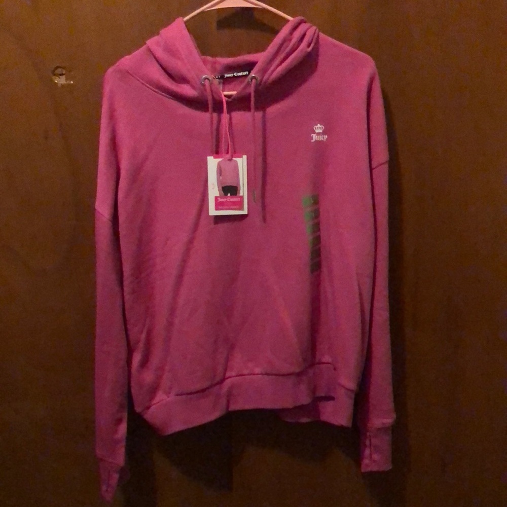 NWT Juicy Couture wildcat print Hoodie size Large pink